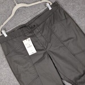 Zara Mens XL Coated Cargo Trousers Dark Grey Tapered Utility Pants